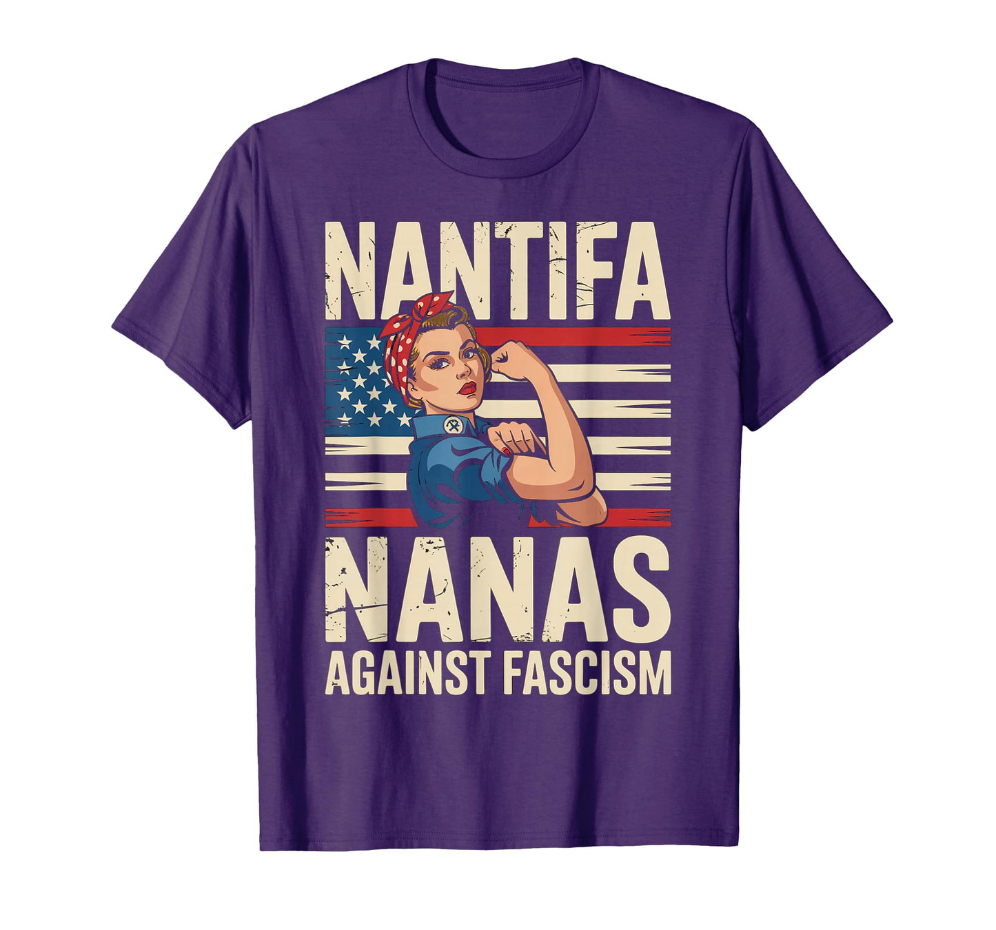 Nantifa Nana Against Fascism Flag Resist No Kings Grandma T-Shirt