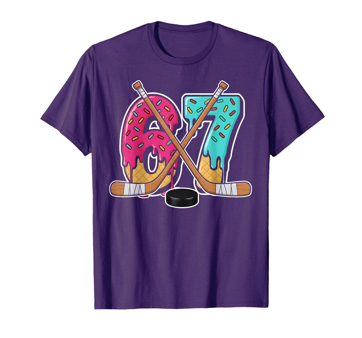 67 Ice Cream Drip Hockey Gen Alpha Slang Six Seven Meme T-Shirt