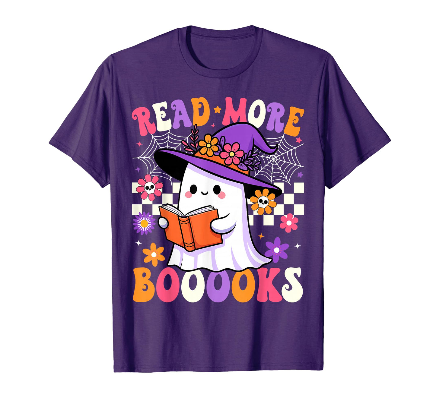Read More Books Ghost Reading Book Funny Teacher Halloween T-Shirt