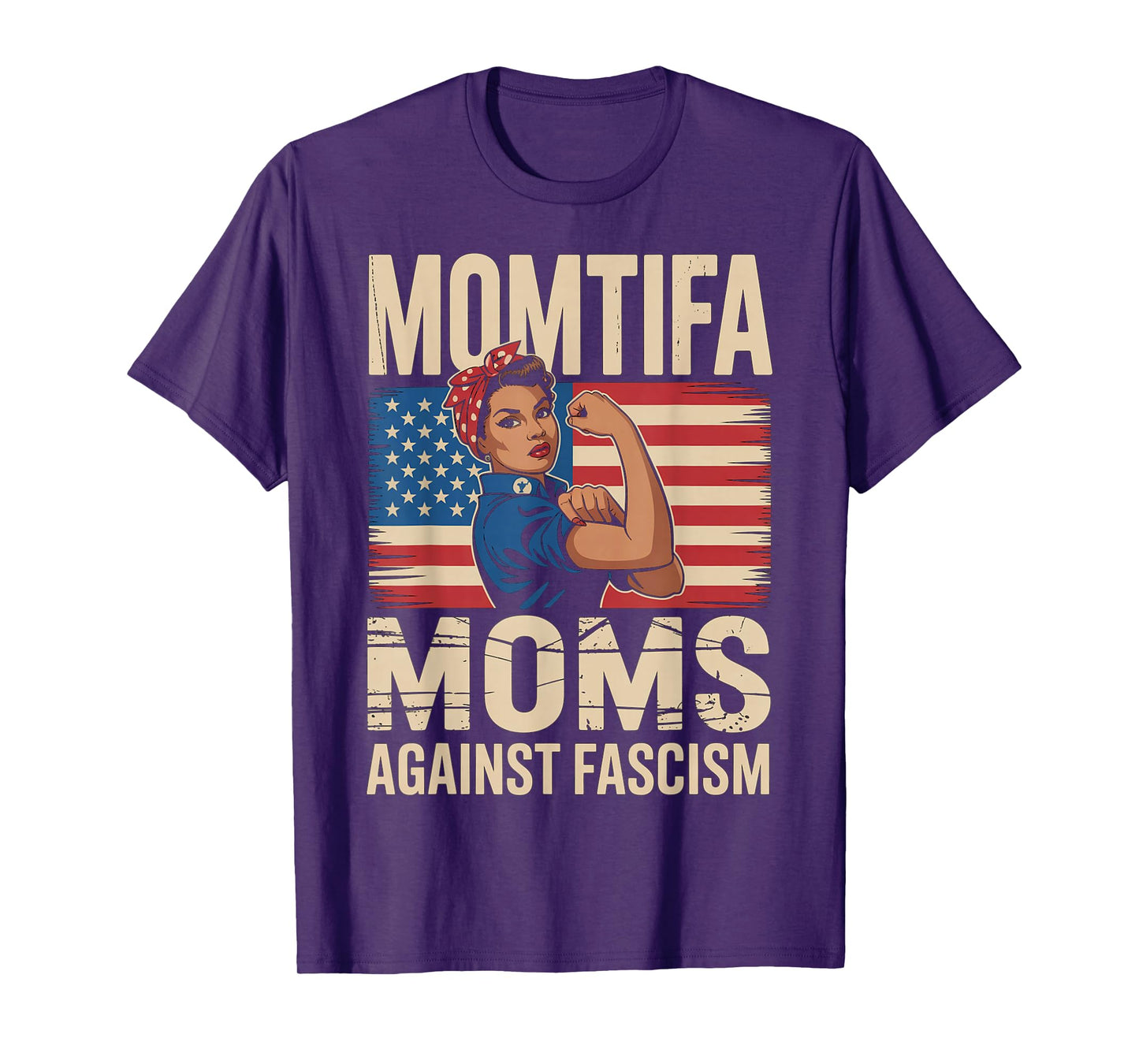 MOMtifa Black Moms Against Fascism Flag Resist No Kings Mama T-Shirt