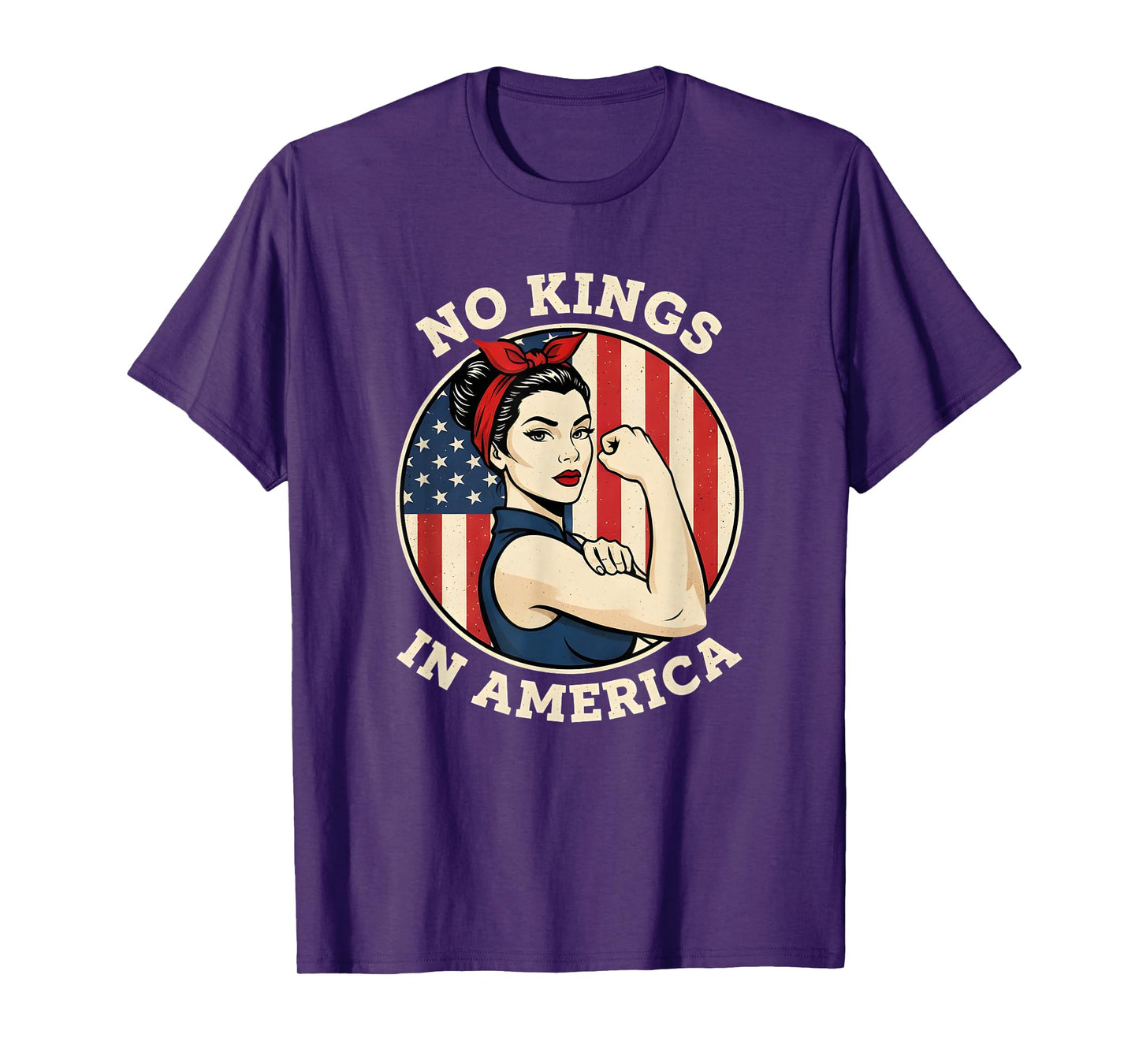 No Kings in America Patriotic Women Vintage American Flag T-Shirt