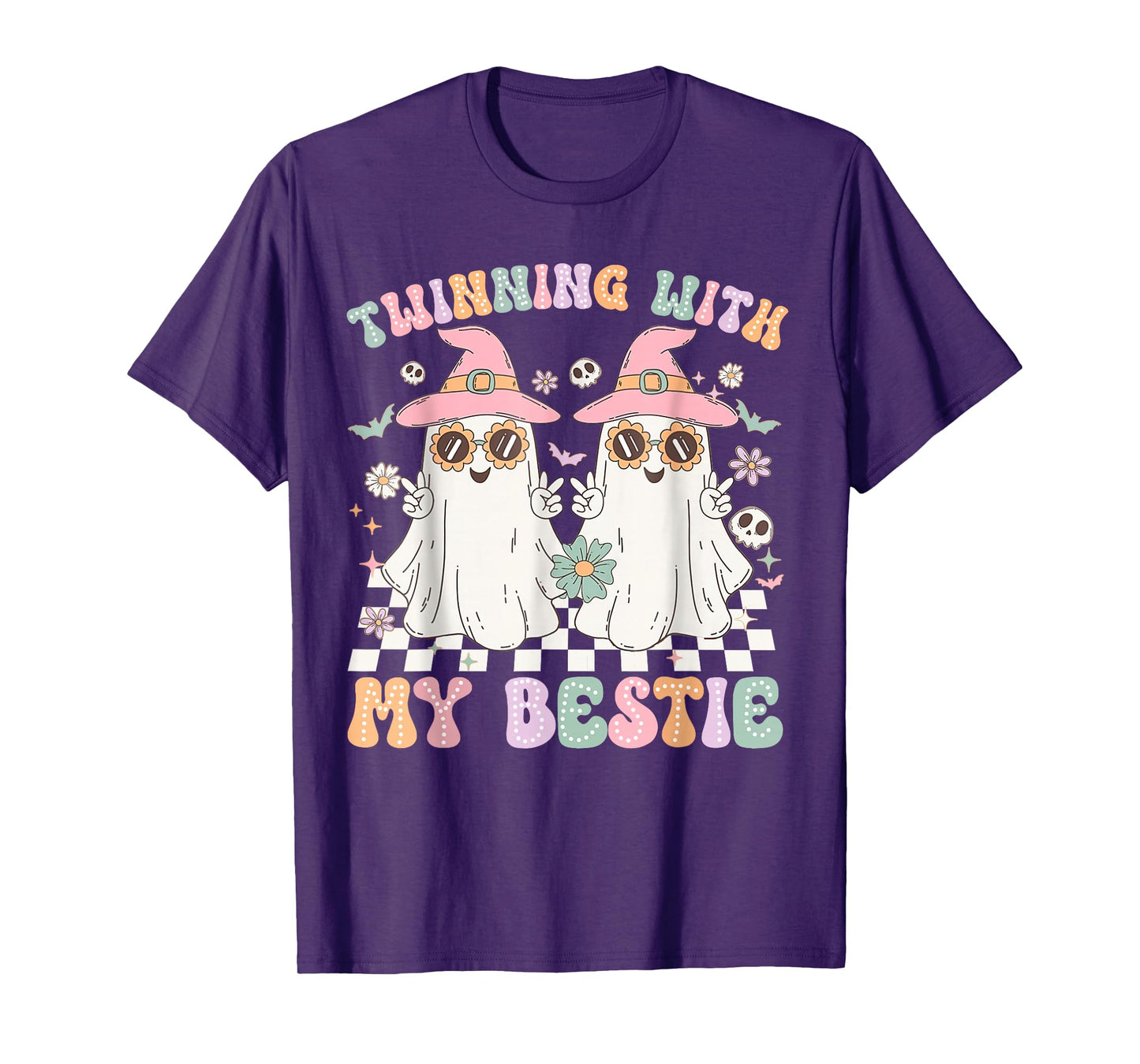 Groovy Twins Ghost Twinning With My Bestie Halloween Funny T-Shirt