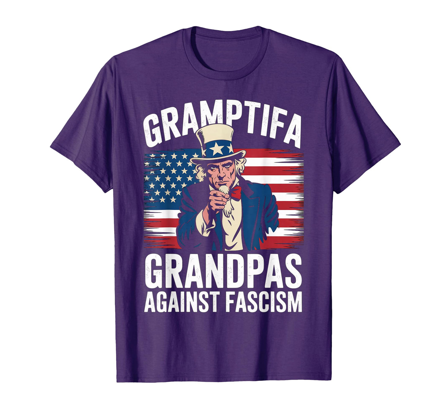 Gramptifa Grandpa Against Fascism Flag Resist No Kings Papa T-Shirt