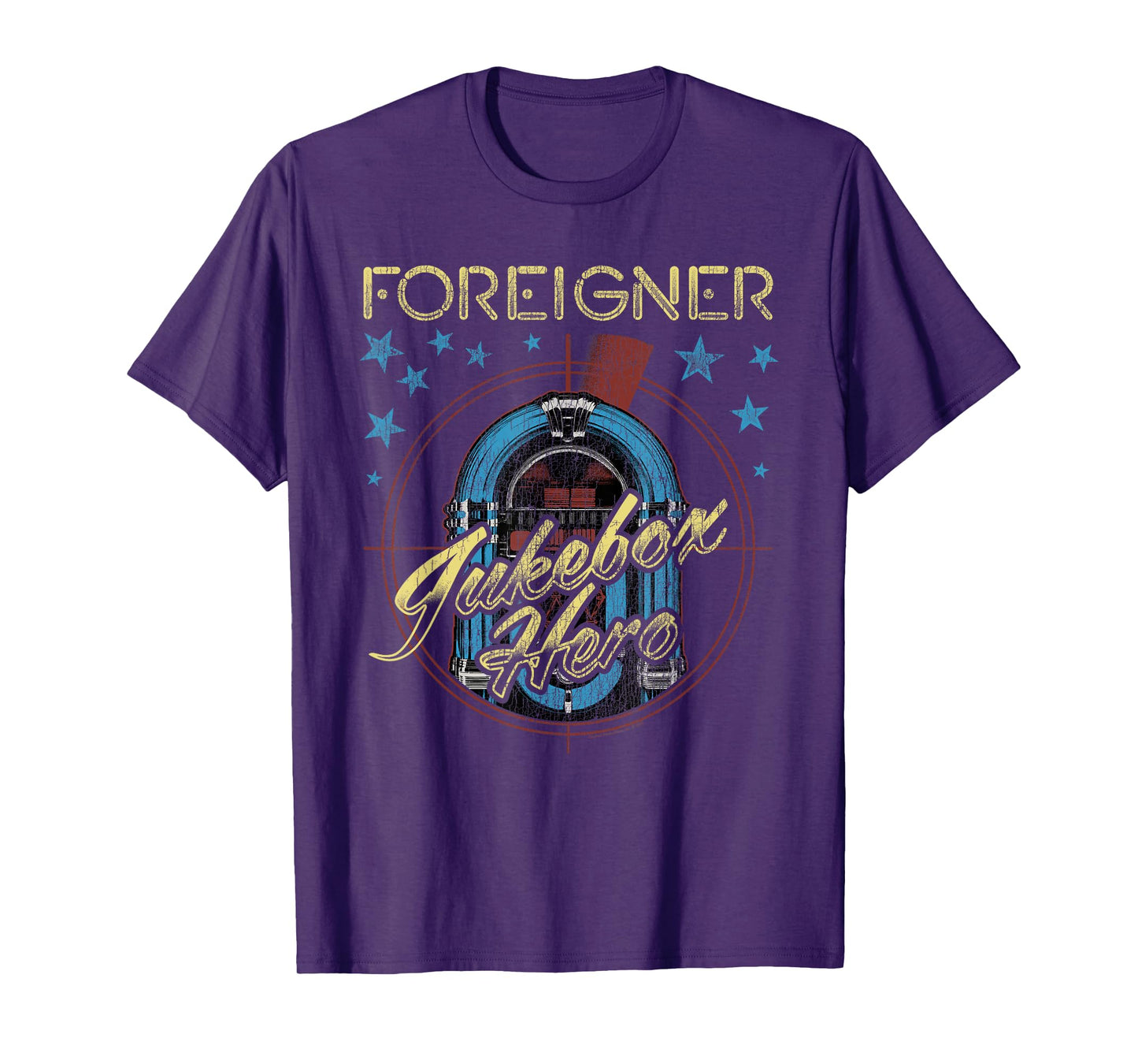 Foreigner Retro Jukebox Hero with Stars Vintage Band T-Shirt