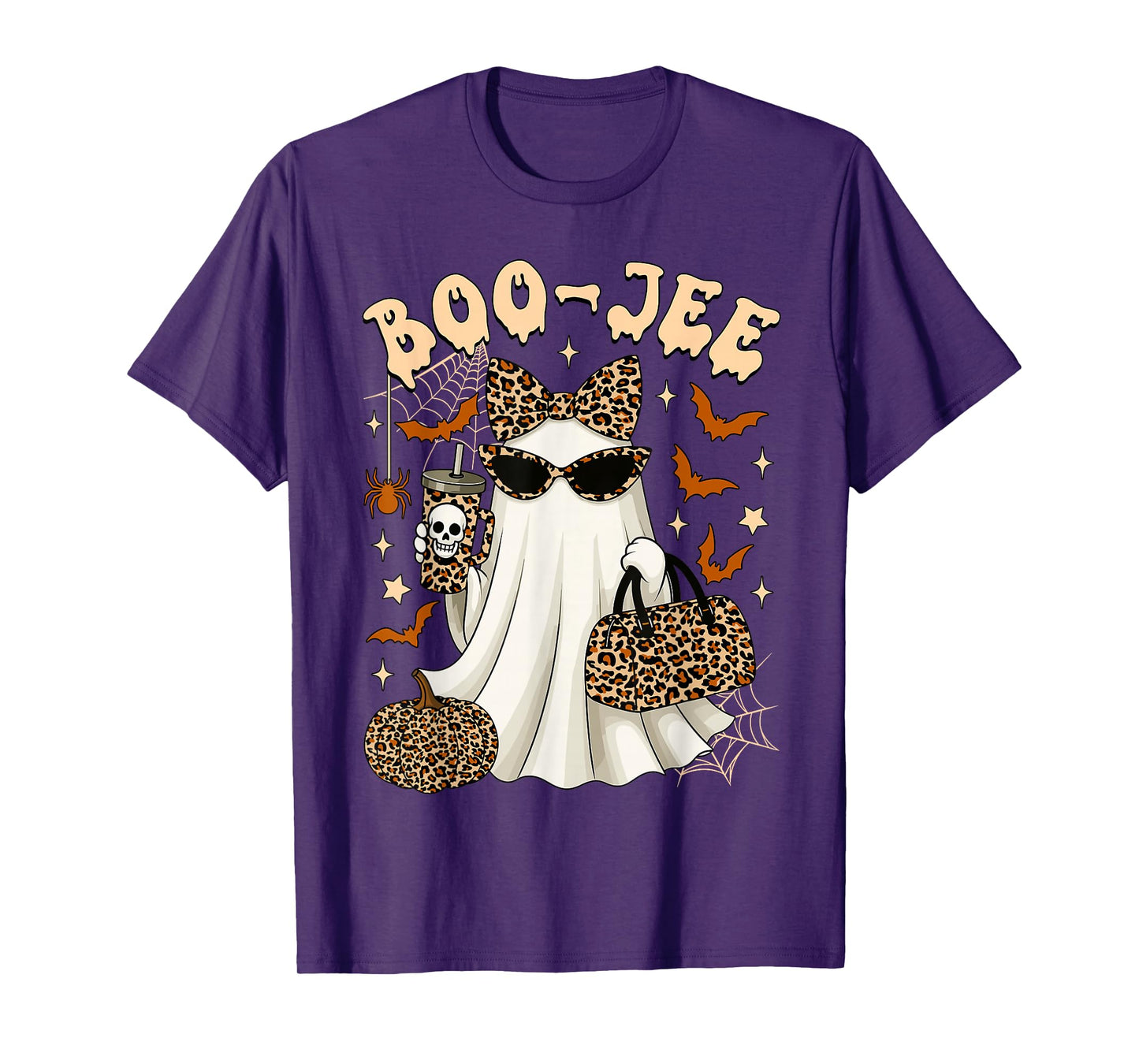 Boo JEE Coquette Leopard Ghost Coffee Halloween Boujee Ghost T-Shirt