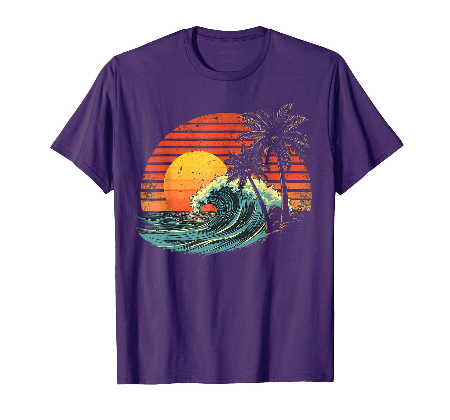Retro Tropical Vintage Sunset Beach Palm Tree For Men Women T-Shirt