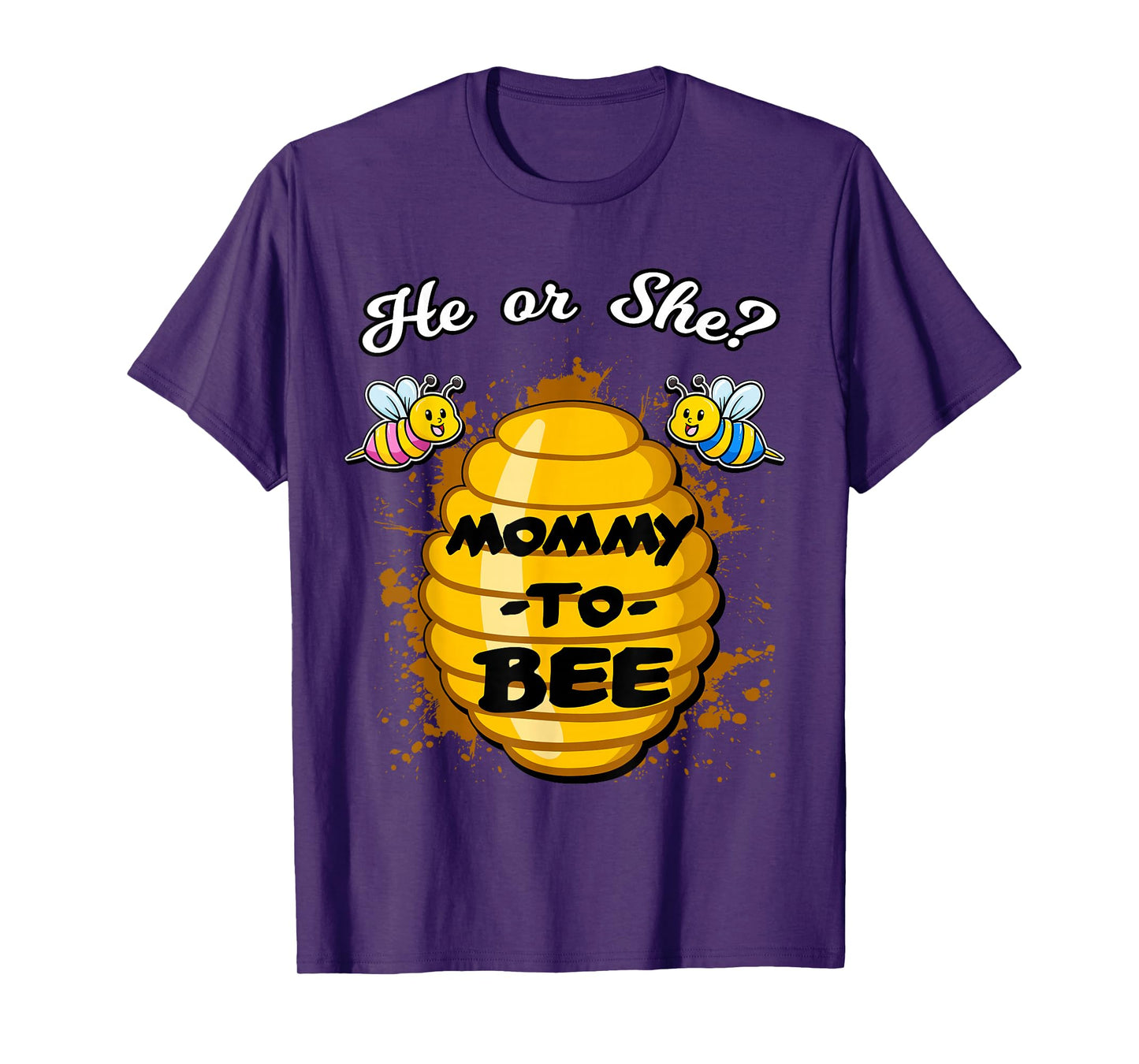 He Or She Mommy To Bee Gender Announcement Baby Shower Party T-Shirt