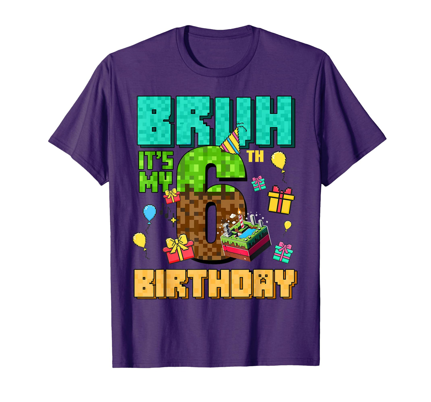 Vintage Bruh Its My 6th Birthday Game Gift for Boy Girl Kid T-Shirt