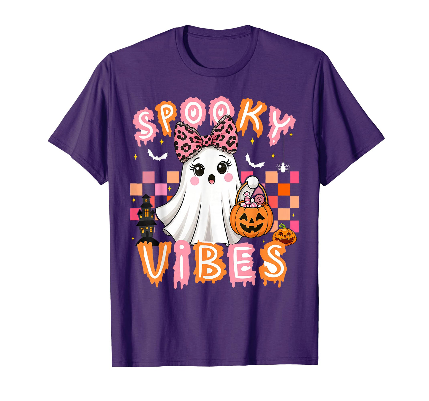 Spooky Vibes Cute Boo Ghost Halloween Costumes Girls T-Shirt