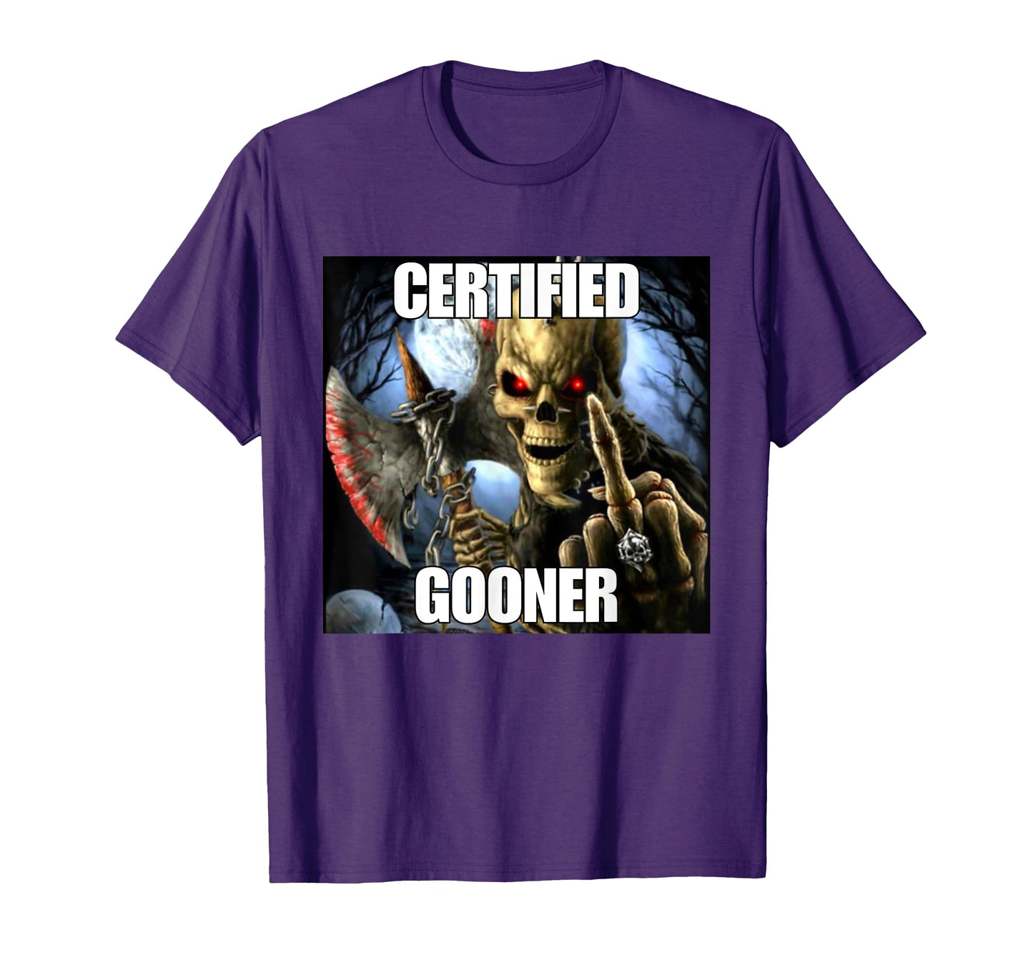 Certified Gooner Funny Cringe Hard Skeleton Meme T-Shirt