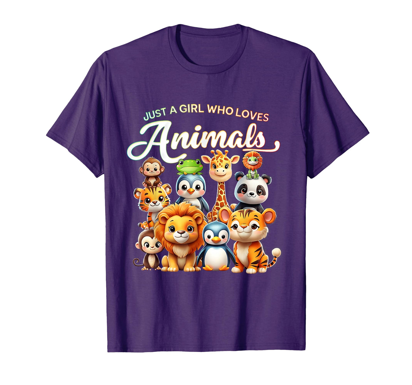 Just Girl Who Loves Animals Wild Safari Cute Zoo Animals T-Shirt