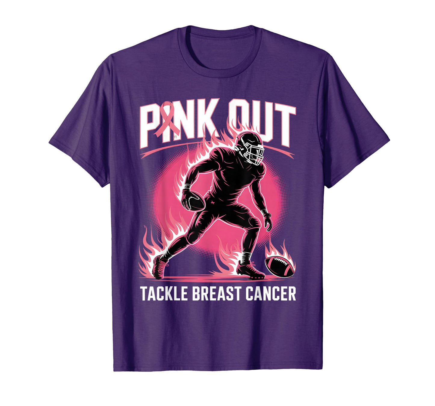 Pink Out Tackle Breast Cancer Team Support American Football T-Shirt