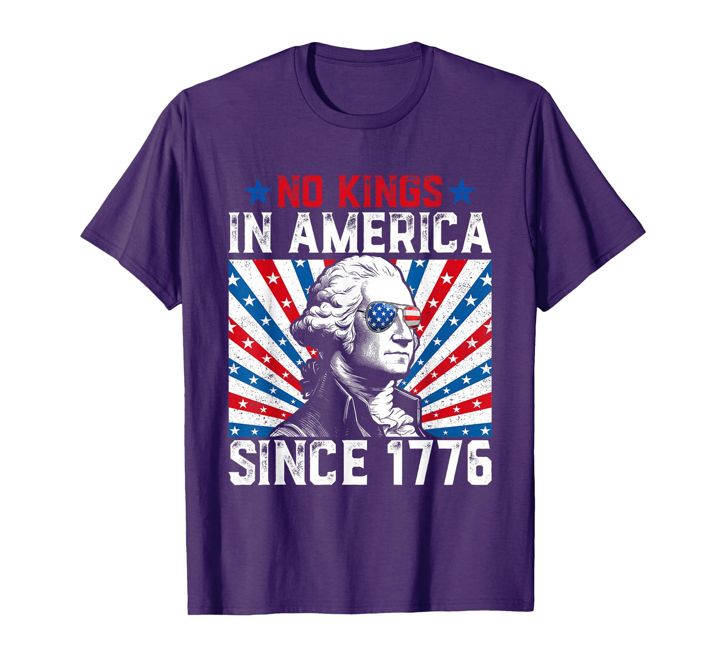 No Kings in America Since 1776 Distressed USA Flag Vintage T-Shirt