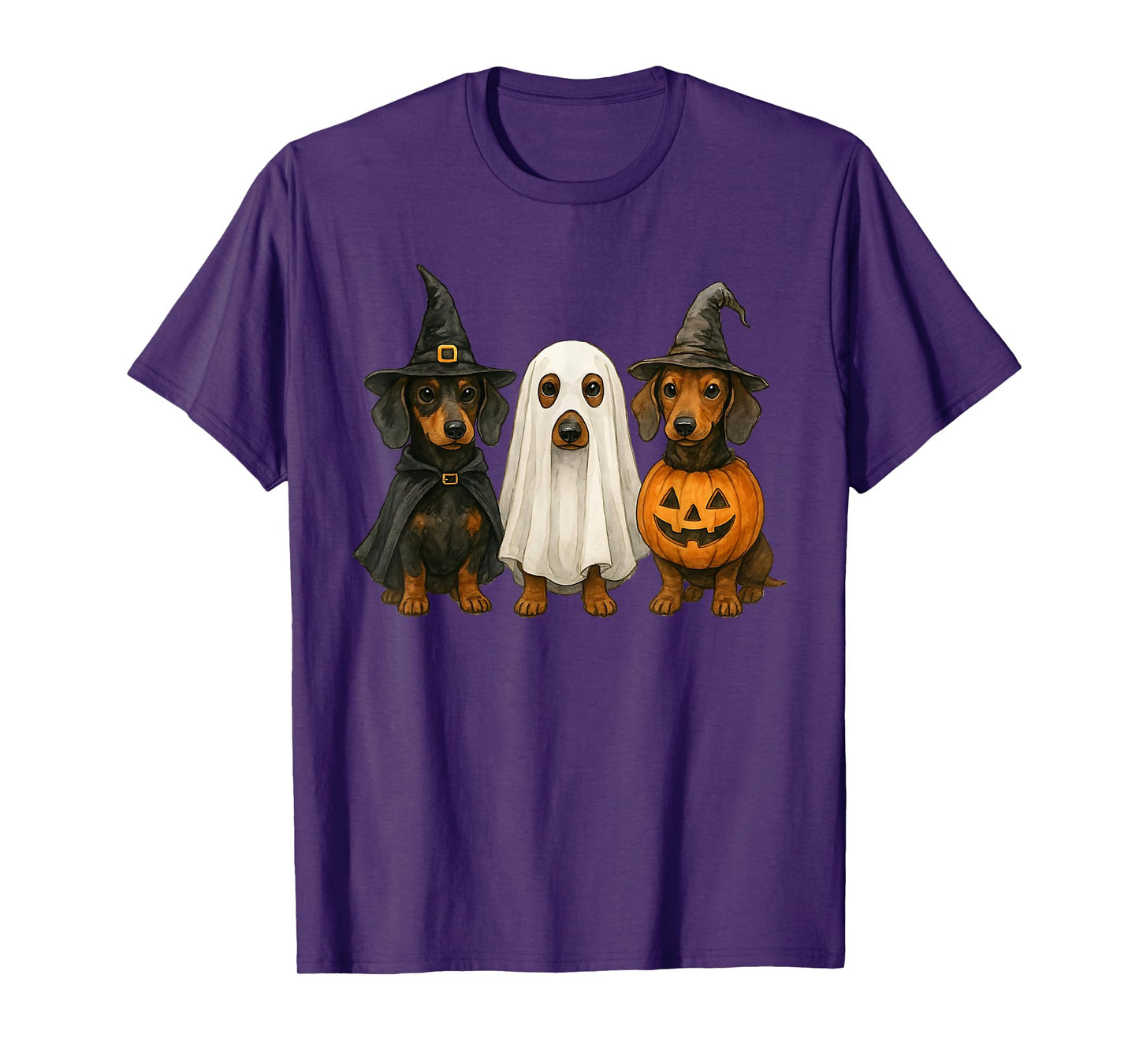Dachshund Halloween Wiener Dog Pumpkin Weenie Witch Ghost T-Shirt