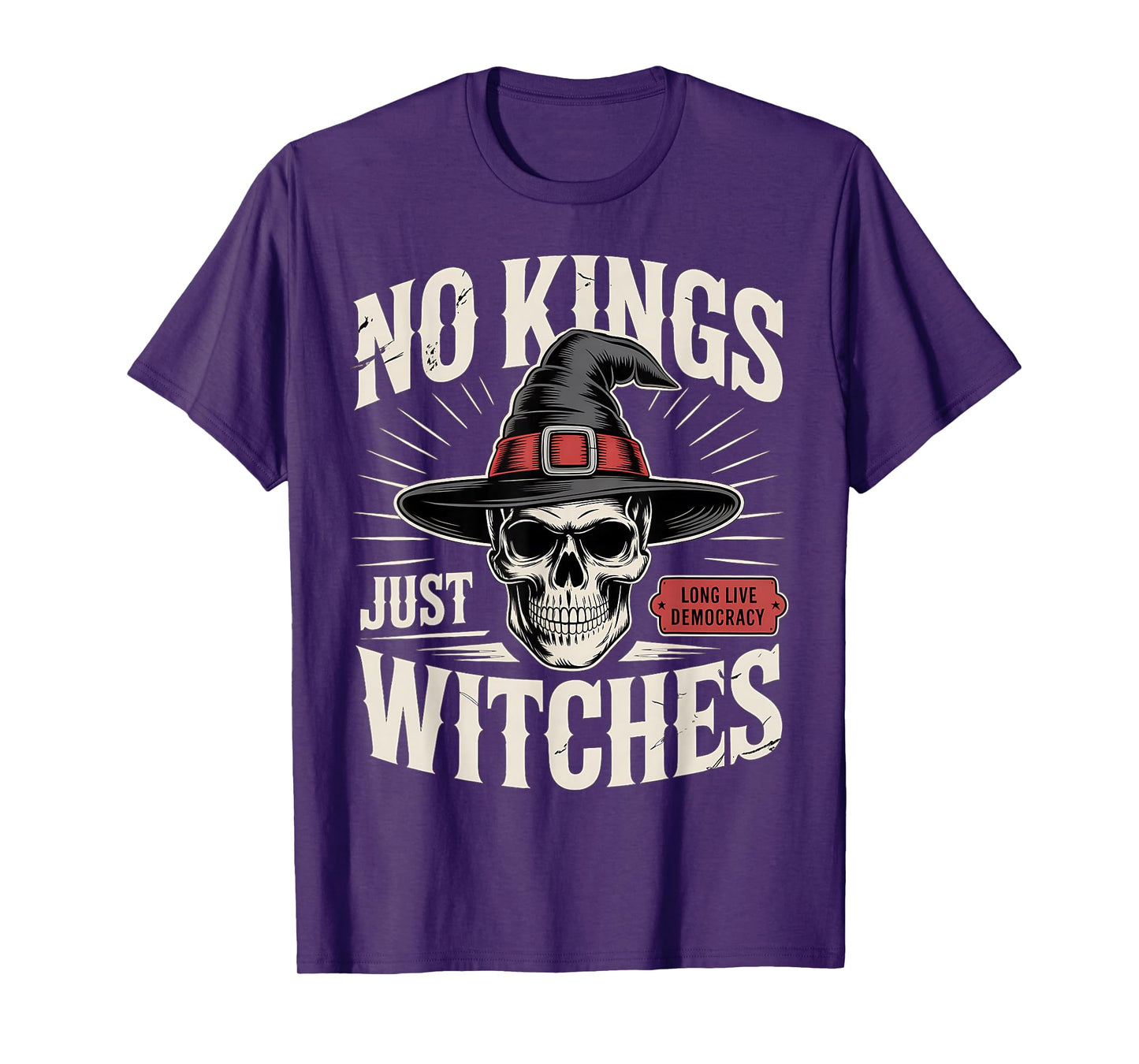 No Kings Just Witches Funny Witchcore Art Halloween Skull T-Shirt