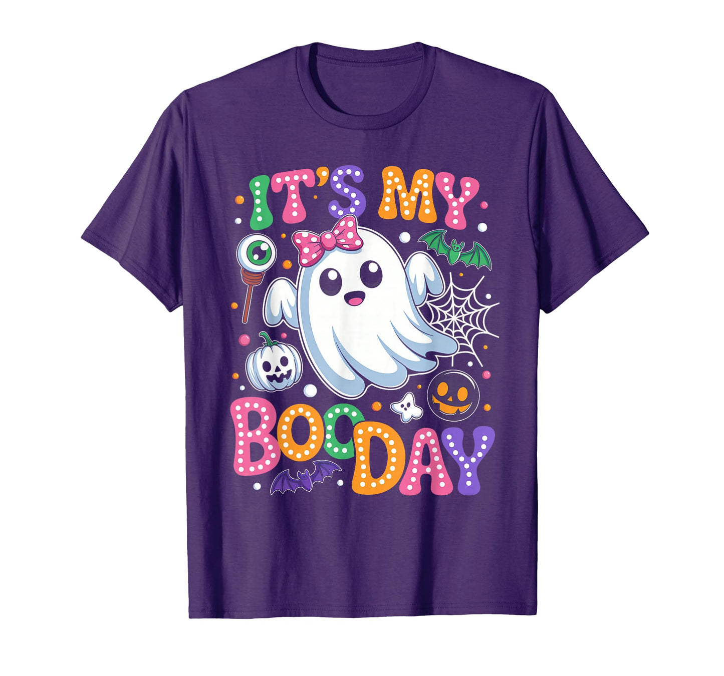 Groovy Its My Boo Day Cute Halloween Birthday Ghost Pink Bow T-Shirt