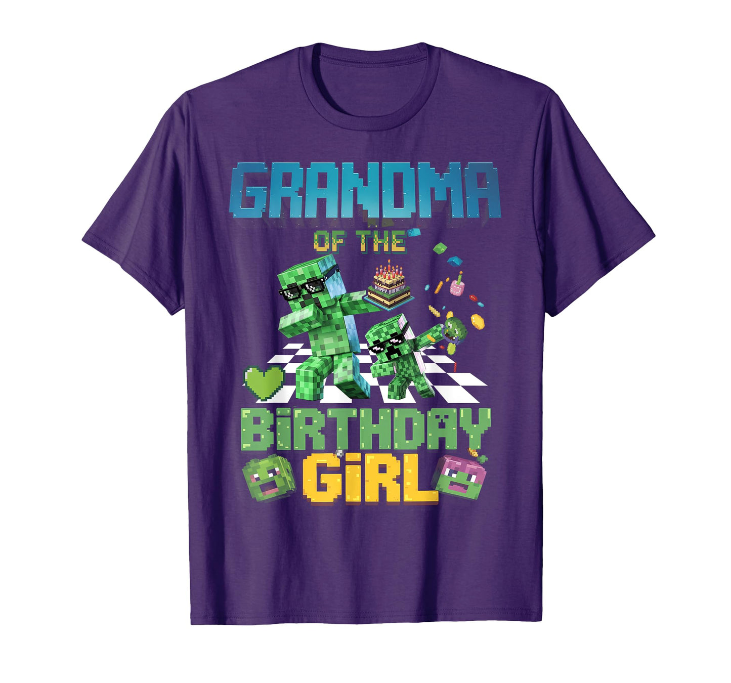Grandma of the Birthday Girl Funny Video Game Pixel T-Shirt