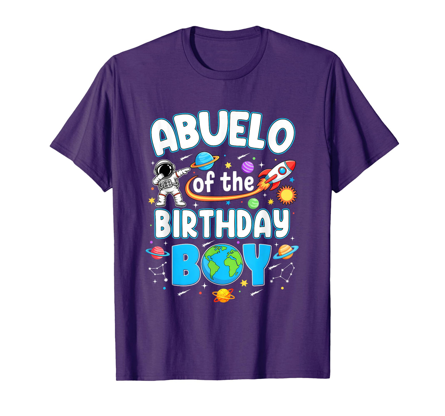 Abuelo Of The Birthday Boy Astronaut Family Space Planets T-Shirt
