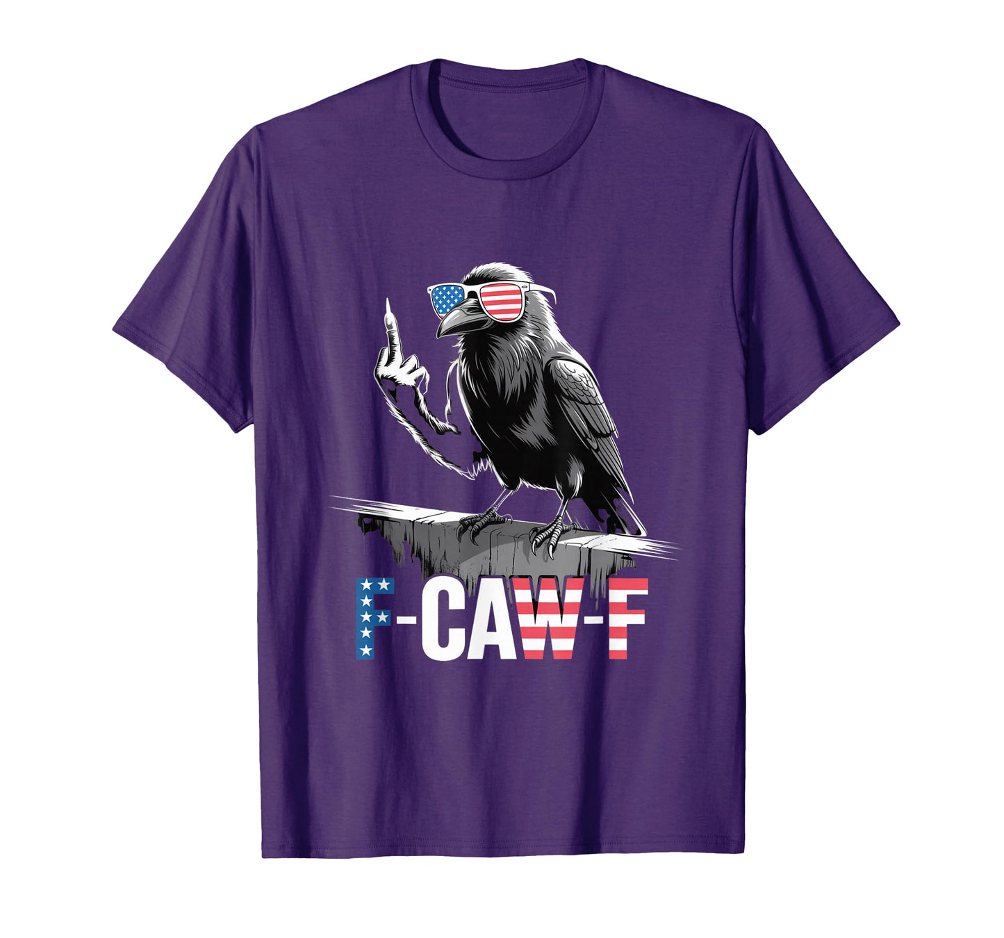 F-CAW-F USA Flag Crow Retro Patriotic Bird Middle Finger T-Shirt