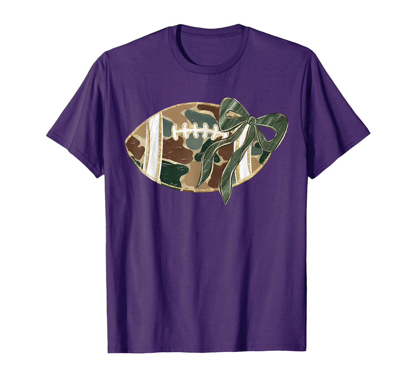 Camo Football Coquette Bow Touchdown Season Football Mama T-Shirt