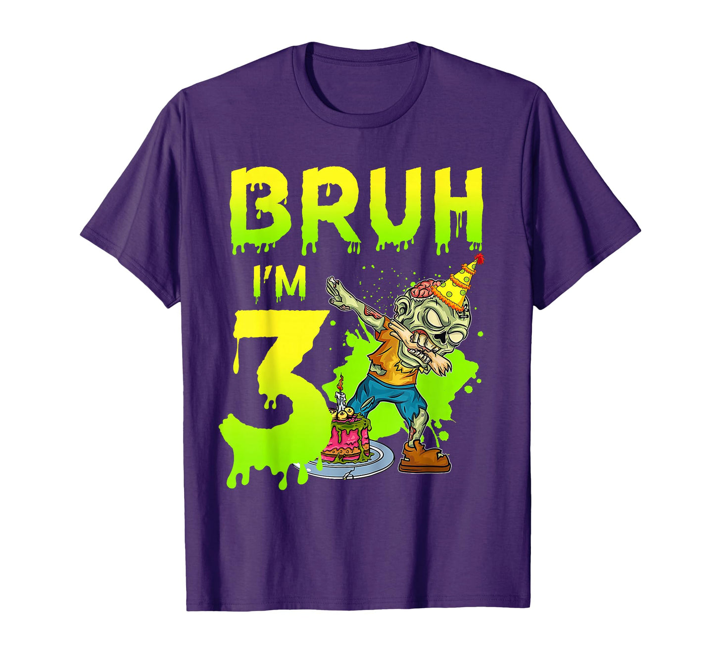 Bruh I'm 3rd Birthday Zombie Lover 3 Years Old Boys T-Shirt