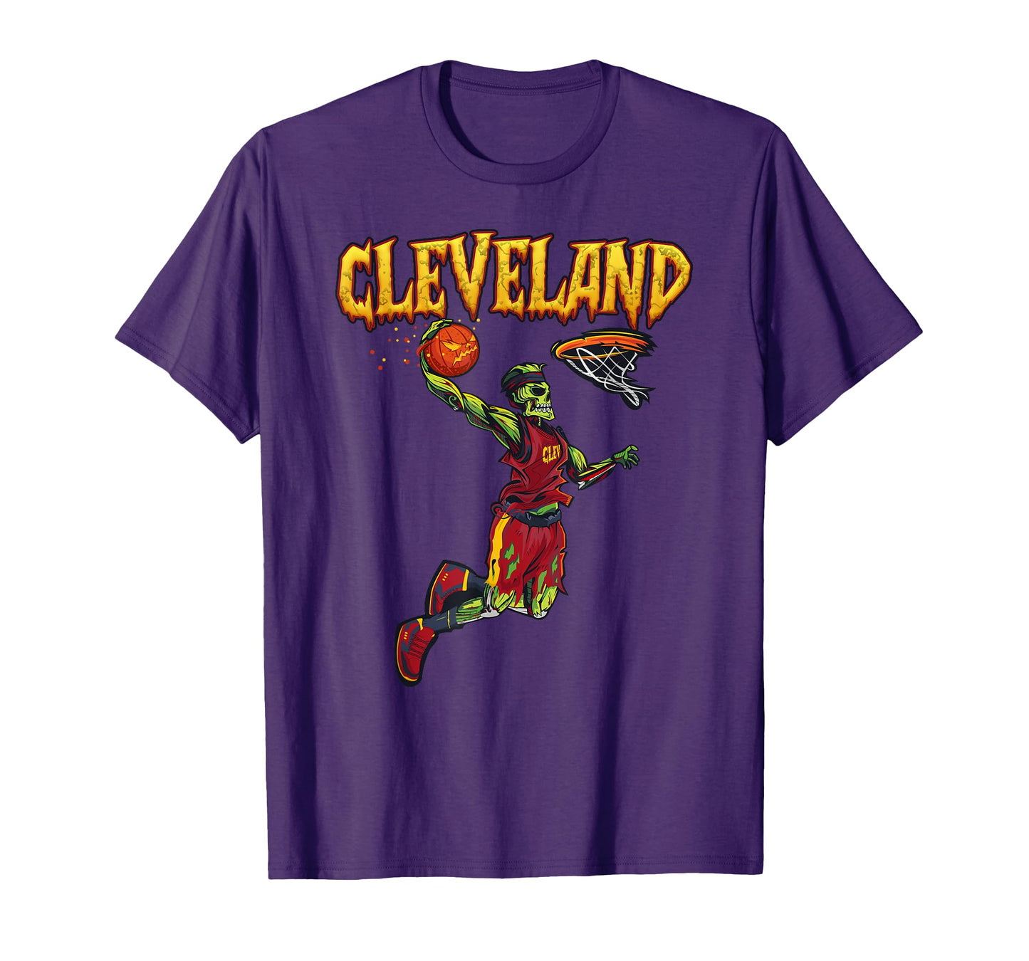 Jump Zombie Cleveland Dunk Player Halloween Pumpkin Ball T-Shirt
