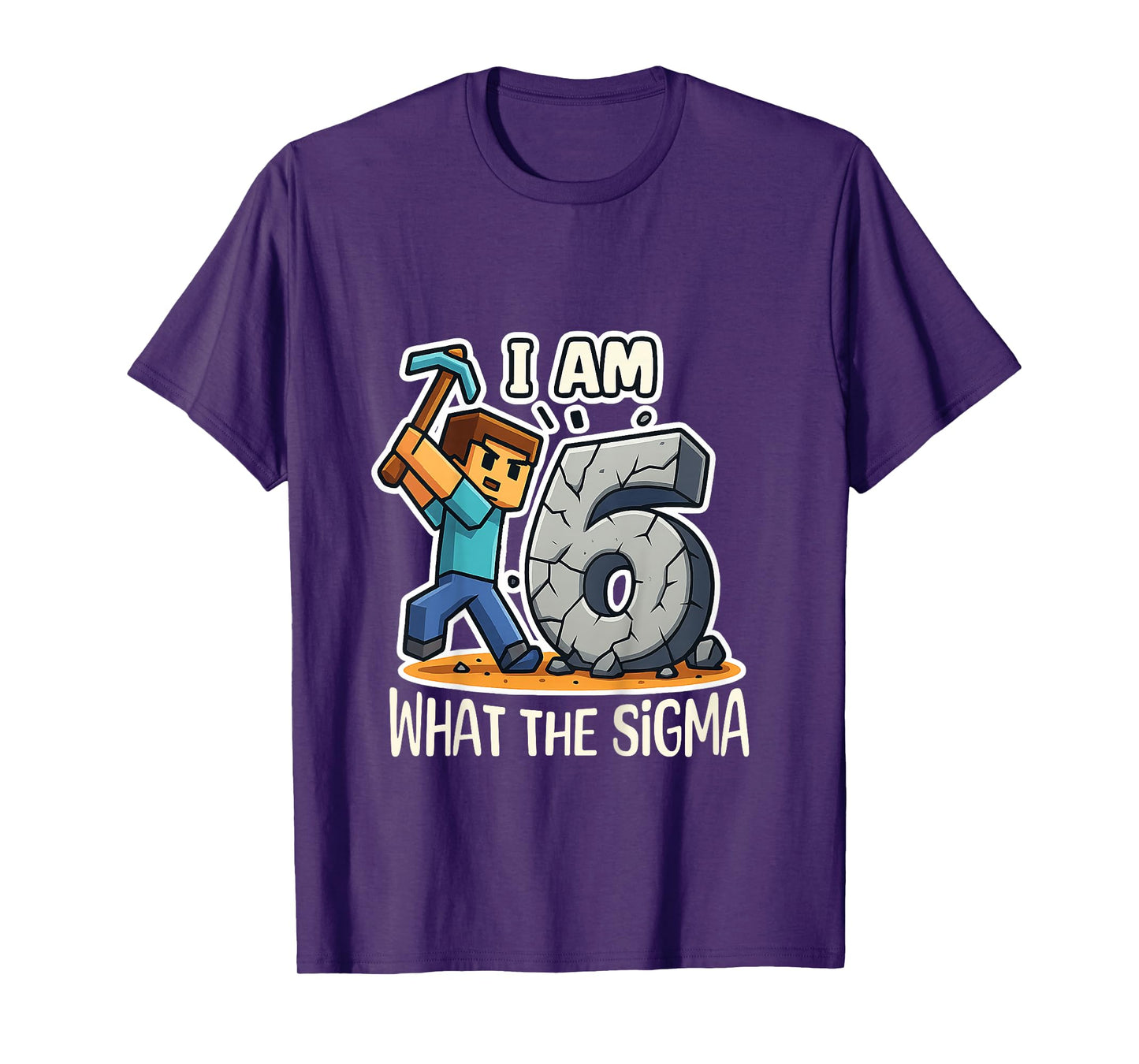 Kids 6 Years Old Sigma Pixel Art Mining Gamer Birthday T-Shirt