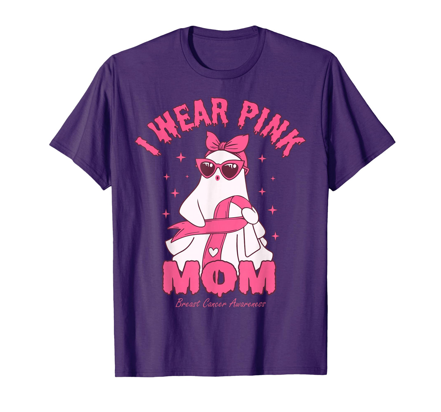I Wear Pink for My Mom Boo Ghost Breast Cancer Awareness T-Shirt