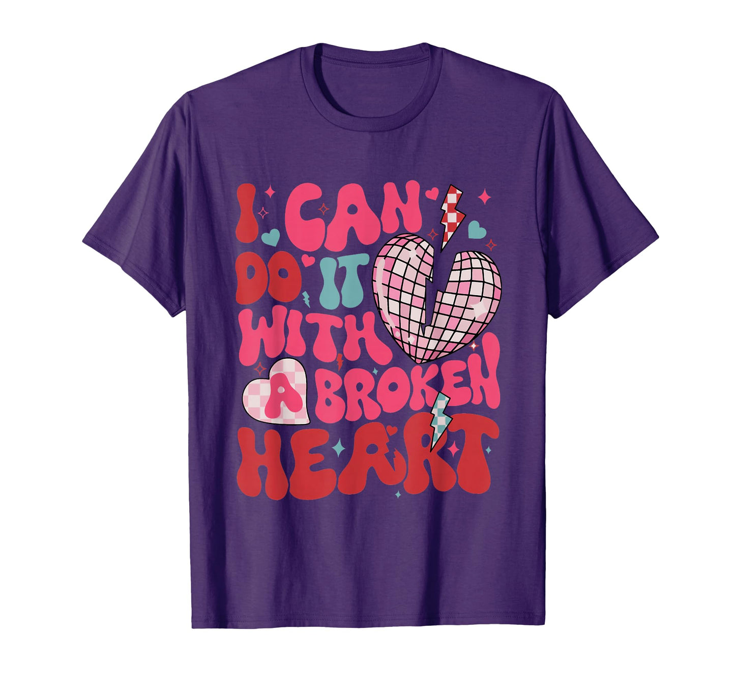 Retro Cute Groovy I Can Do It Quote Disco Heart T-Shirt - Unisex-Adult, Classic Fit, Black, Small, Short Sleeve, Cotton 65% Polyester 35%
