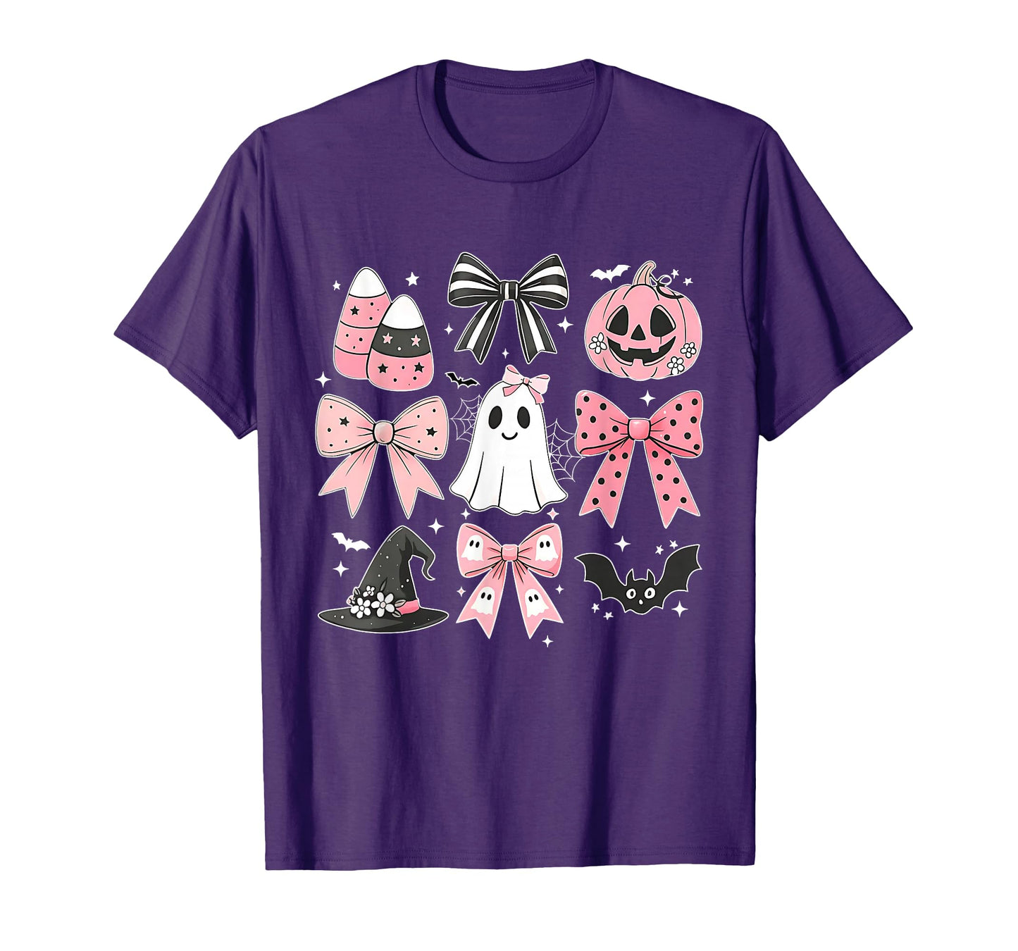 Coquette Bow Halloween Pink Halloween Ghost Pumpkin T-Shirt