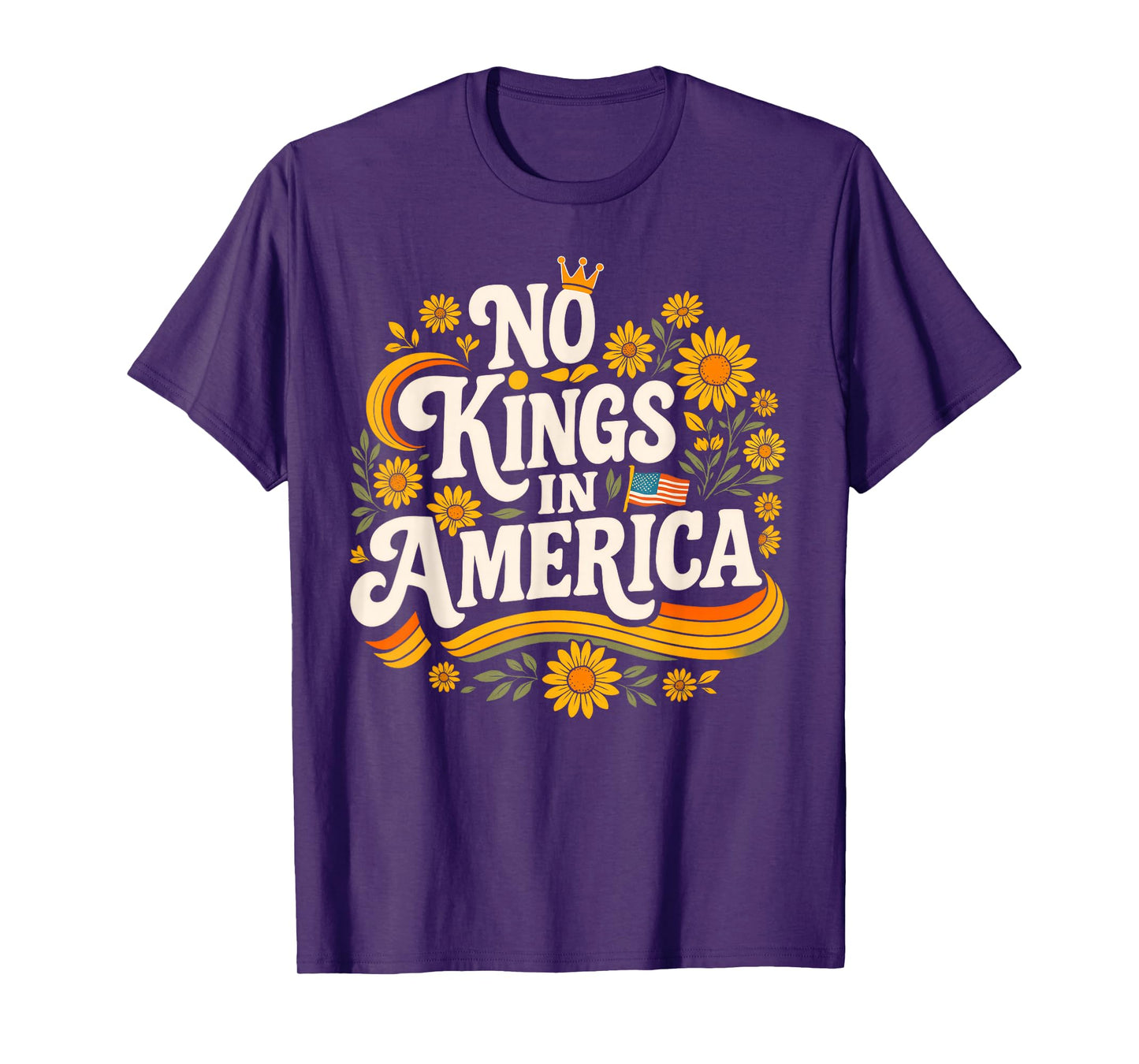 Vintage No Kings in America Floral Men Women T-Shirt