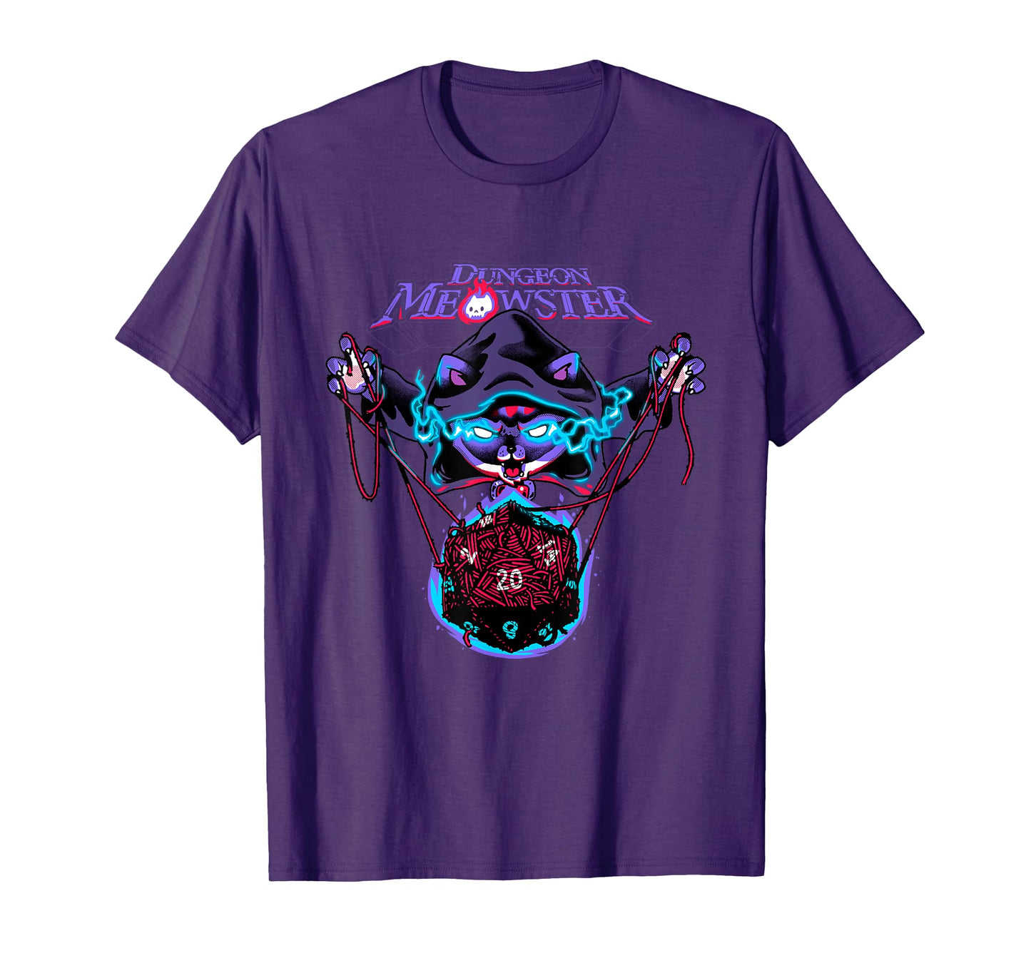 Dungeon Meowster Funny Nerdy Gamer Cat D20 Tabletop RPG T-Shirt