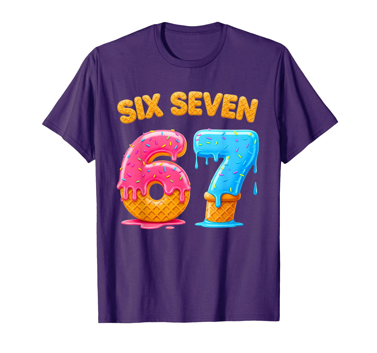 Six Seven Ice Cream Drip Gen Alpha Slang 6 7 Trending Meme T-Shirt