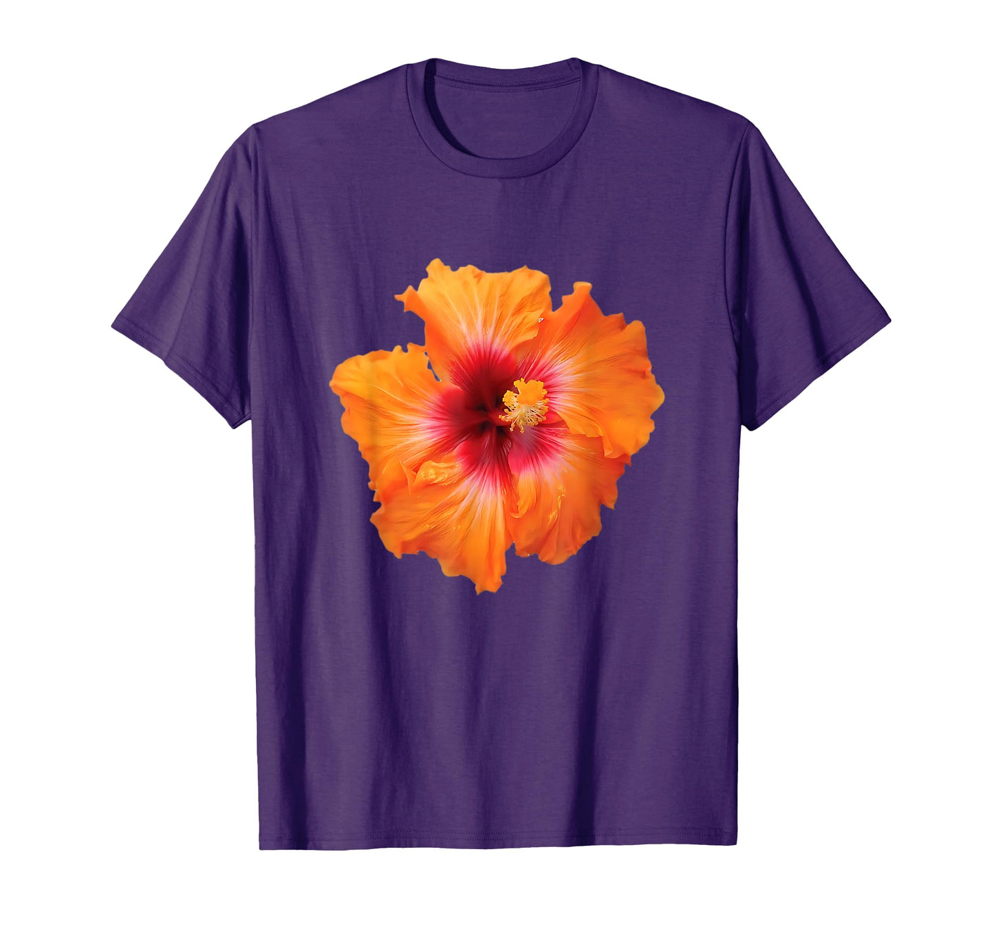Y2K Retro Graphic Floral Flower Orange Hibiscus Hawaiian T-Shirt
