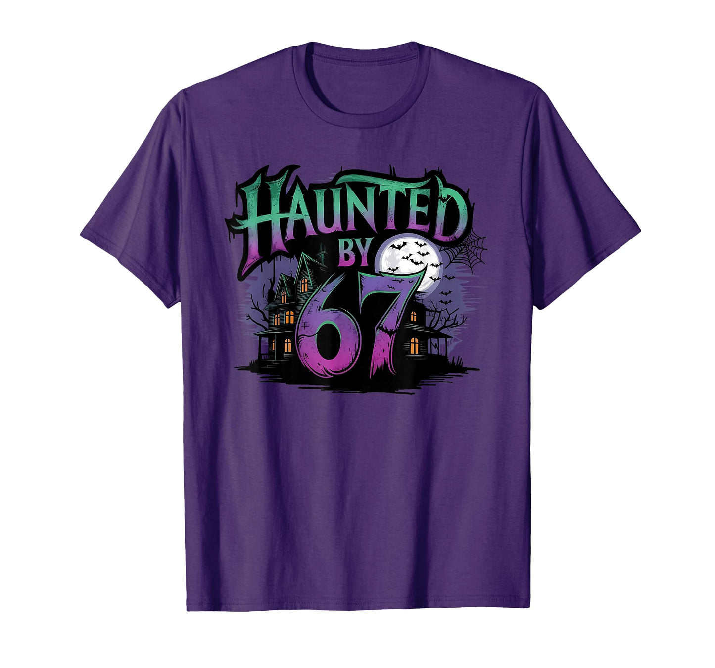 Haunted by 67 Moon Ghost Meme Six Seven 6 7 Halloween Kids T-Shirt
