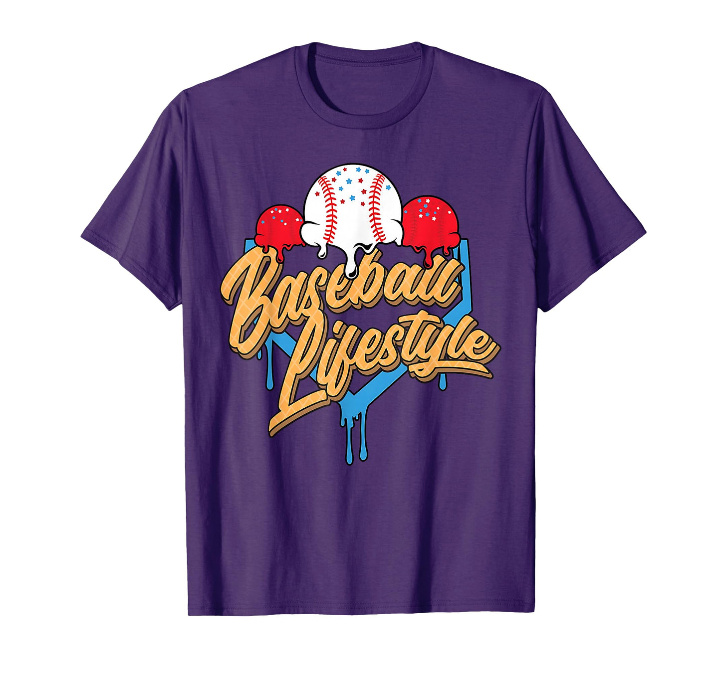Baseball Lifestyle Home Plate Ice Cream Drip Men Boys Youth T-Shirt