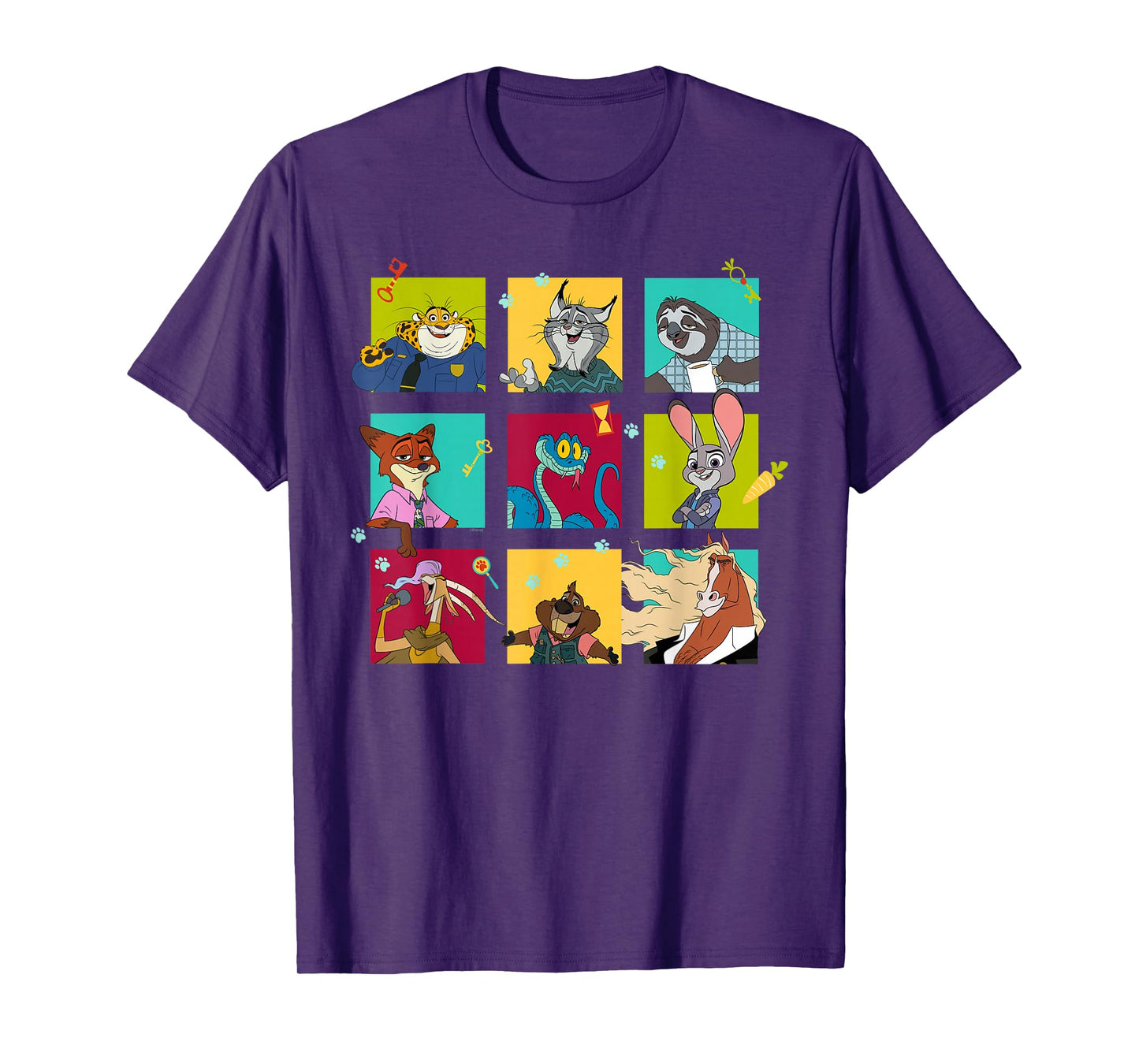 Disney Zootopia 2 Illustrated Characters Grid T-Shirt