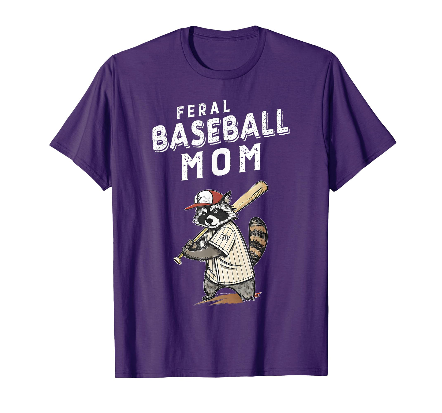 Retro Raccoon Feral Baseball Mom Trash Panda Sport Lover T-Shirt