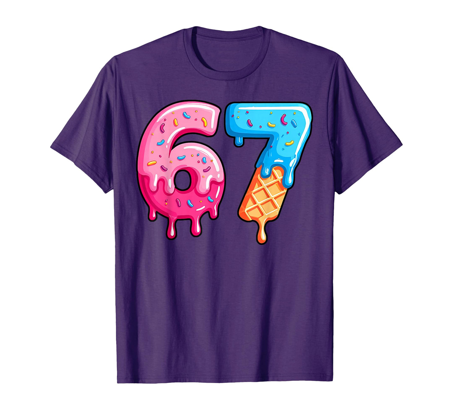 Six Seven Ice Cream Drip Cool Meme 67 Funny Number T-Shirt