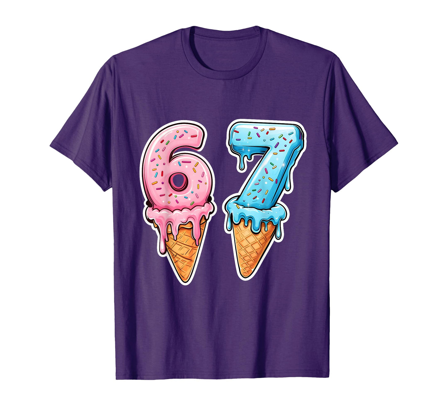 Six Seven 67 Ice Cream Drip Sports Cool Meme Funny Number T-Shirt
