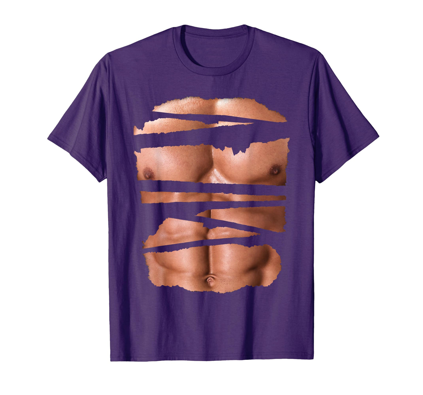 Funny Fake Muscles Fitness Model Chest Six Pack Abs Ripped T-Shirt