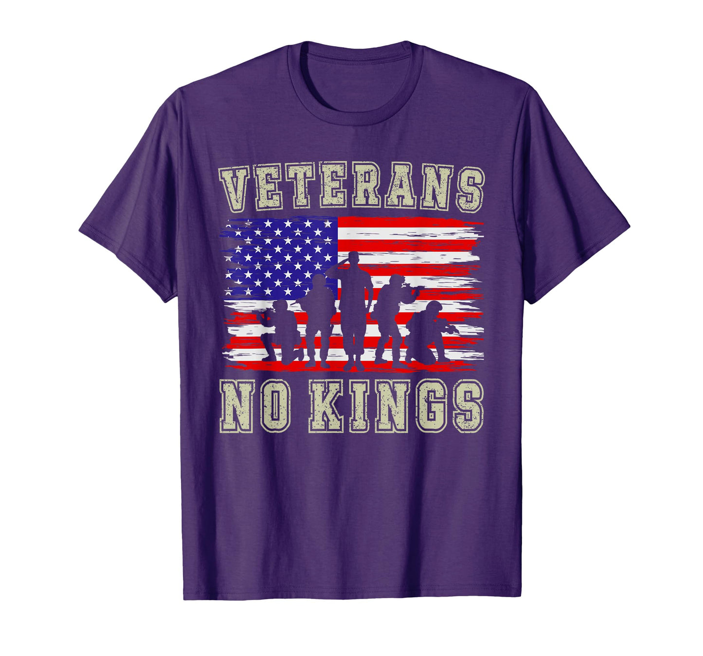 No Kings Veterans Patriotic American Flag Veterans Day Retro T-Shirt