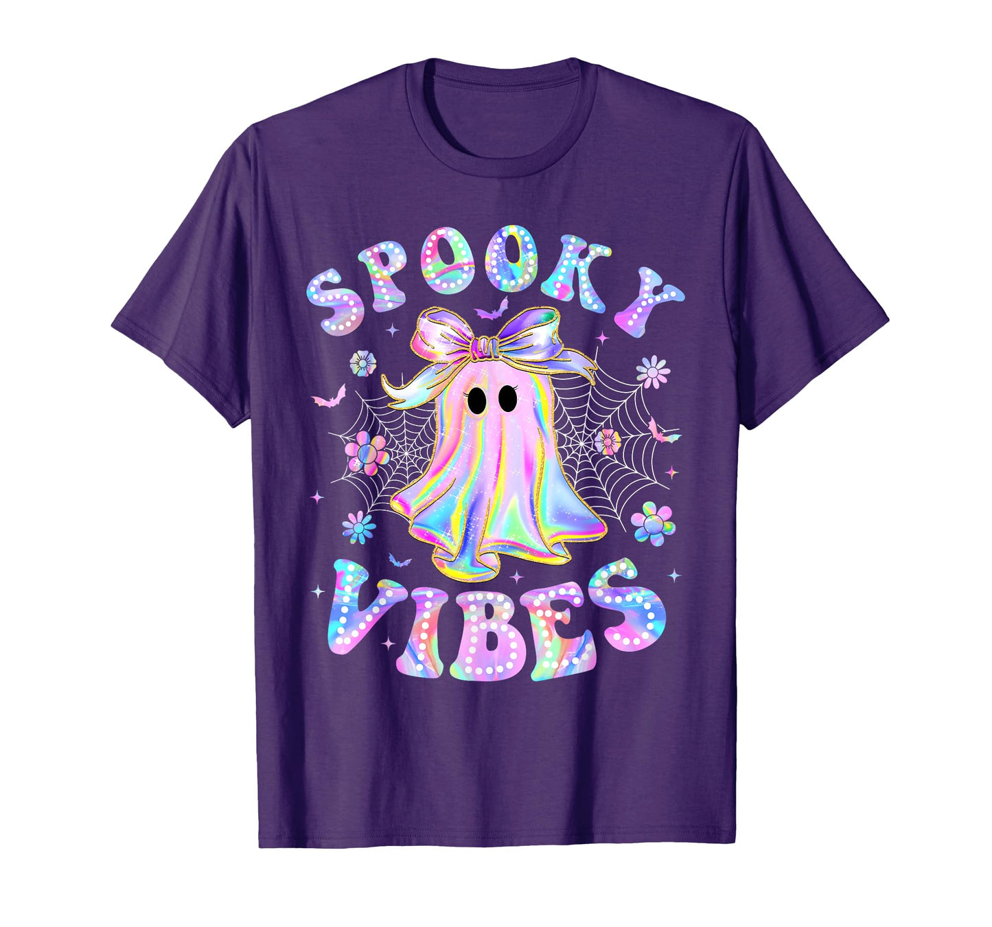 Spooky Vibes Ghost Retro Halloween Boo Boo Crew T-Shirt