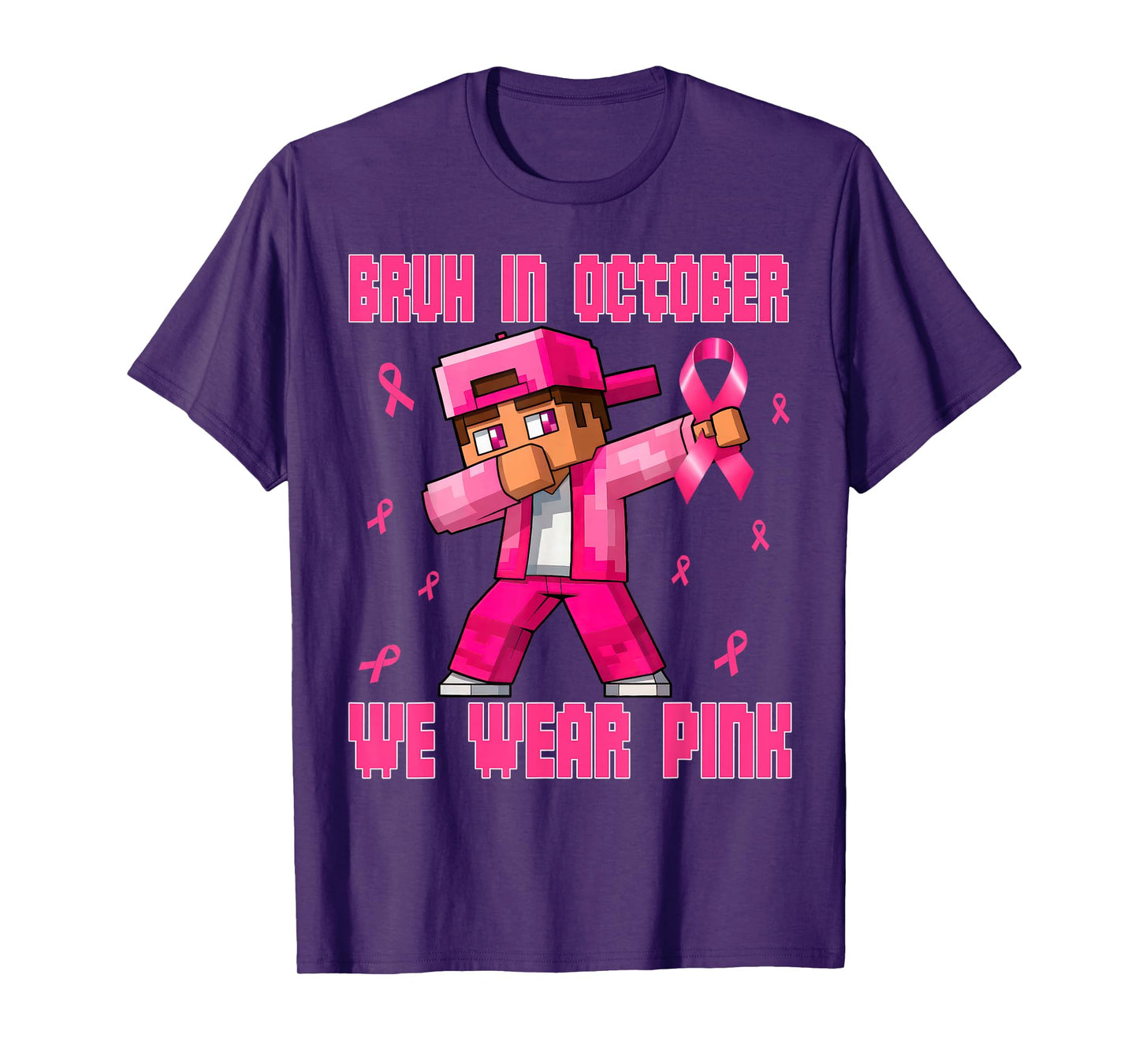 Breast Cancer Awareness Boys Bruh in October We Wear Pink T-Shirt