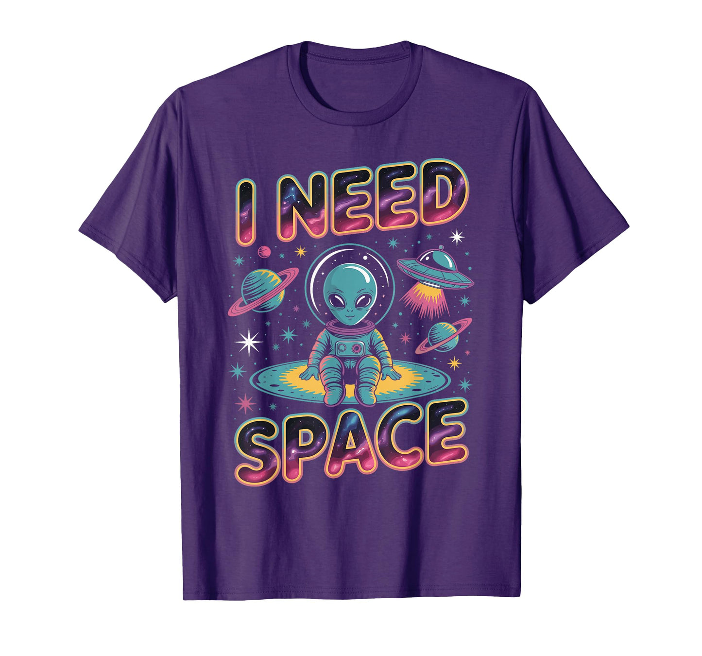 I Need Space Funny Alien Astronaut Retro Planet T-Shirt