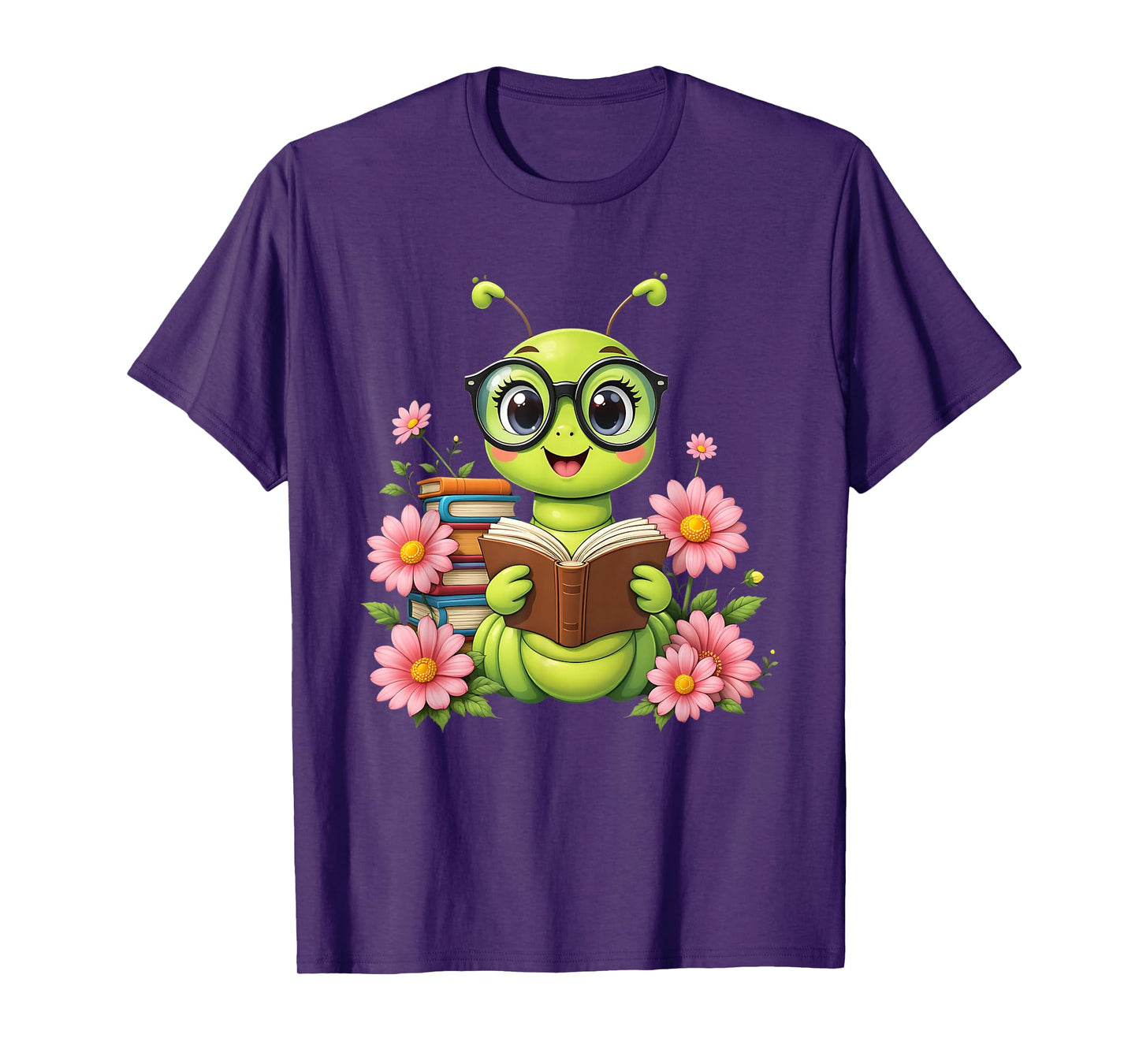 Bookworm Costume Kawaii Reading Worm for World Book Day T-Shirt
