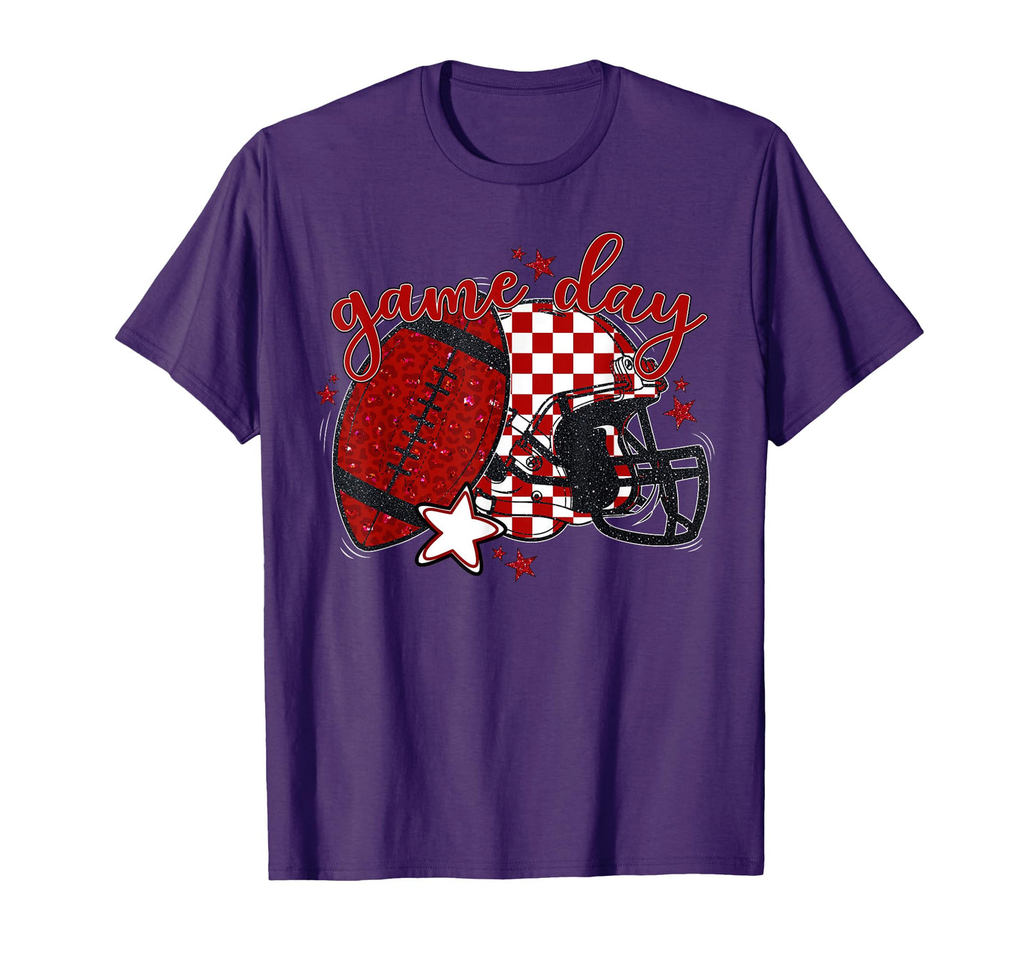 Red Leopard Game Day Football Touchdown Season Men Boys T-Shirt
