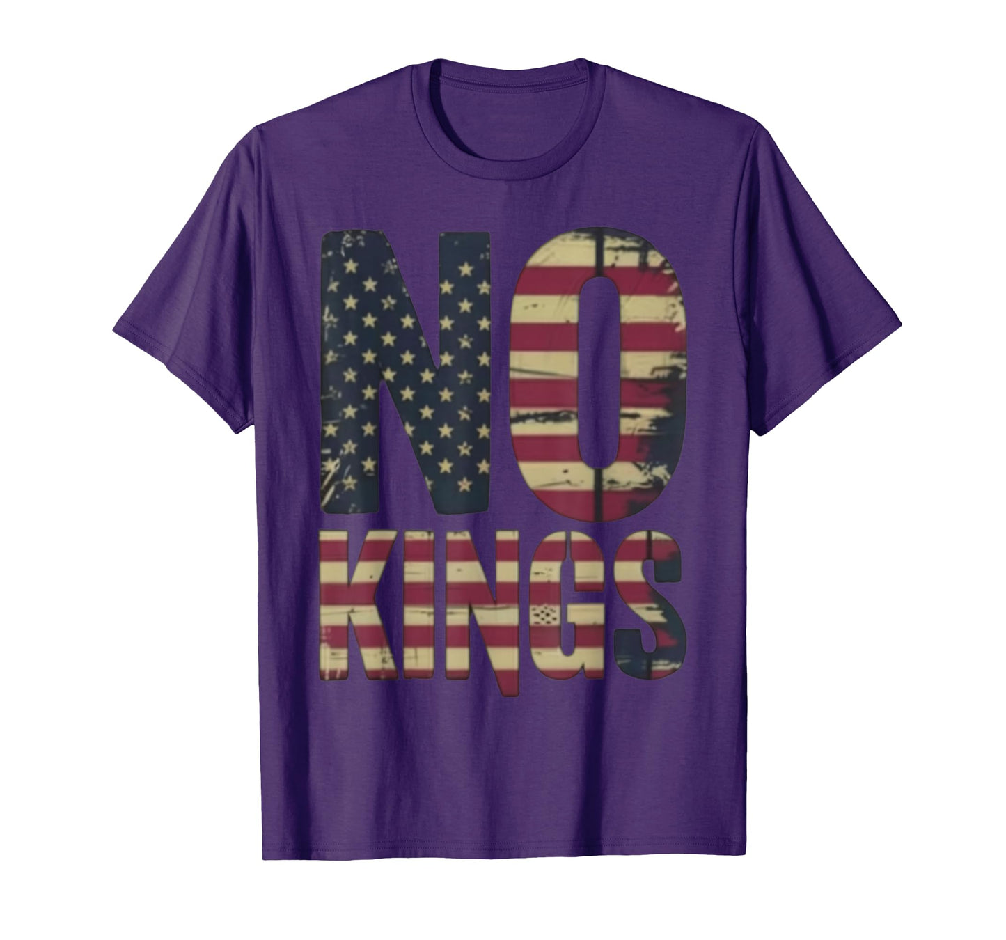 American Flag Upside Down Distress No Kings T-Shirt
