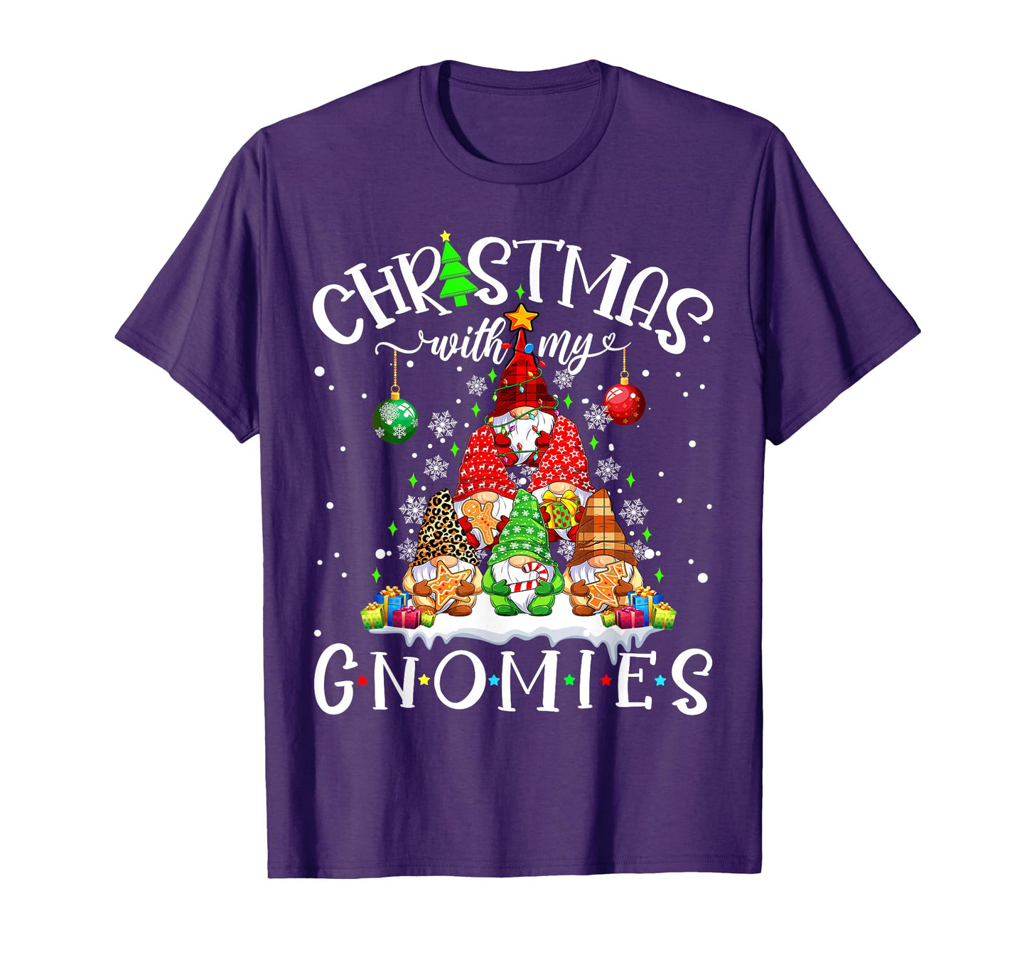 Christmas With My Gnomies Xmas Pajama Pine Tree Gnome Garden T-Shirt