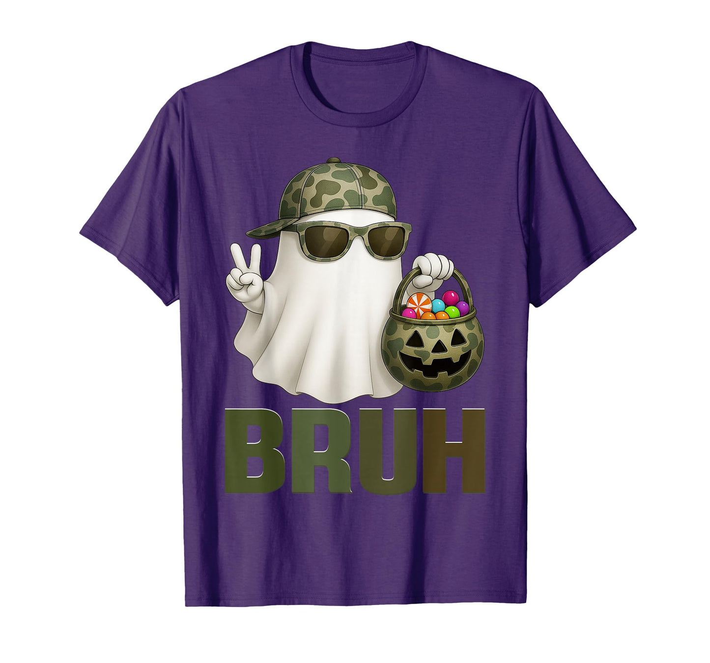 Bruh Halloween Camouflage Camo Ghost Hello Costumes Boy T-Shirt